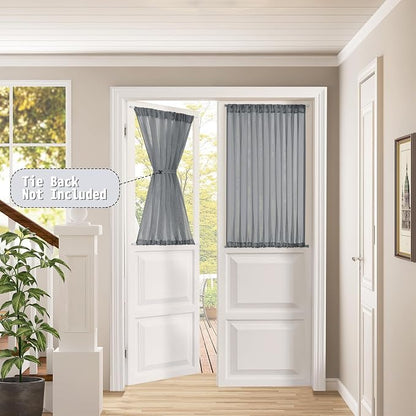 Tollpiz Short Sheer Door Curtains Closet Linen Textured Curtains Sheer Doorway - Image 2