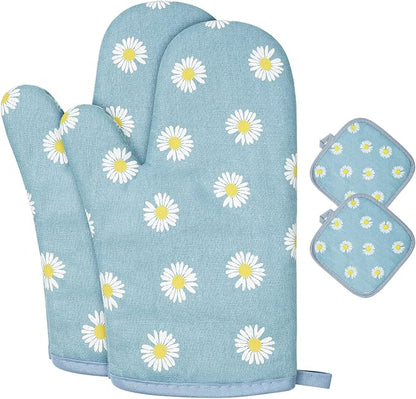 AUAUY Oven Mitts and Pot Holders, 392°F Heat Resistant Cooking Gloves and Hot by AUAUY