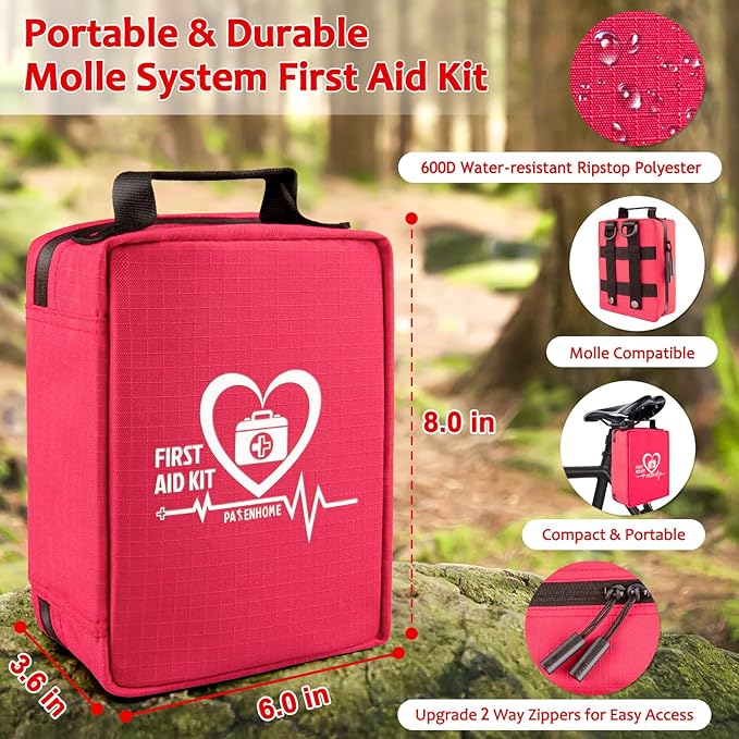 First Aid Kit, Trauma First Aid Kits with Labelled Compartments Molle System, Professional Emergency Kits for Home, Office, Car, Outdoor, Hiking, Travel, Camping