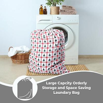 Urban Villa Laundry Bag Canvas|Dirty Clothes Travel Laundry Bag|Machine Washable|Reusable College Hostel Hamper Liner Bag for Garments Delicates Drawstring Closure 4 Pack Tree Print|Size 28X36 Inches