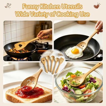 Fun Wooden Spoons for Cooking 5 Piece - Image 4