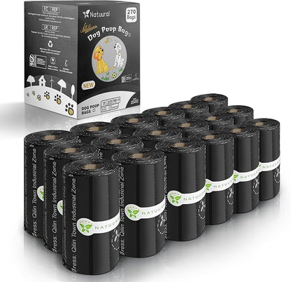 Certified Compostable Dog Poop Bags-270 Bags 18Rolls, Poop Bags by Welcometonatuural