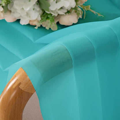 Chyhomenyc Turquoise Sheer Curtains 84 Inch Length 2 Panels, Light Filtering - Image 7