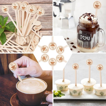 100Pcs Coffee Stirrers-5.9 Inch Natural Wooden Stir Sticks - Image 6
