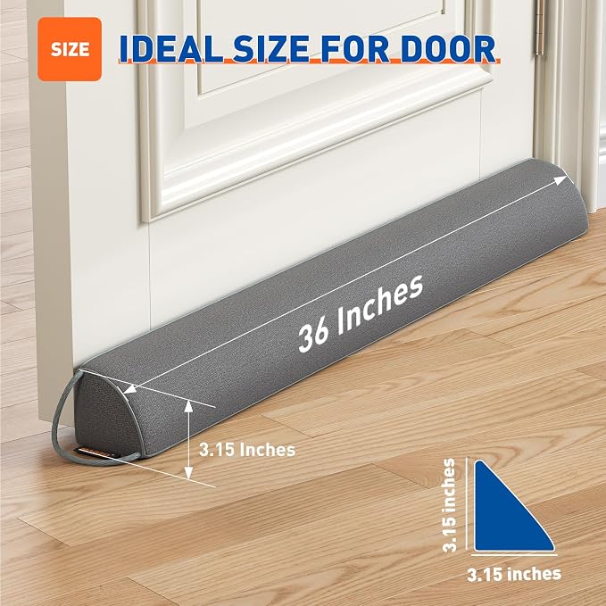 MAGZO Door Draft Stopper 36 Inches, Weighted Triangular Door Snake - Image 2