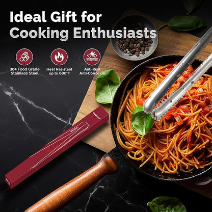 Precision Serrated Non-Slip Tips Cooking Tongs 2 Set, 18/8 Stainless Steel - Image 9