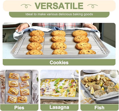 TeamFar Baking Sheet with Rack Set, 16/12.5/9 Inch Stainless Steel Cookie - Image 6