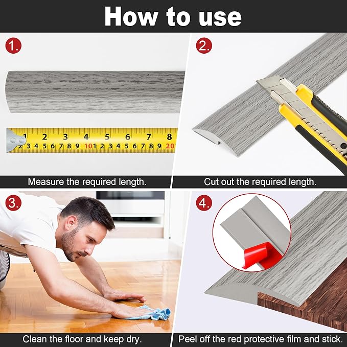 10Ft Carpet Floor Transition Strip, Self Adhesive Floor Edging Trim Strip - Image 6