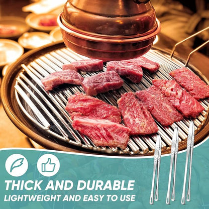 meekoo 6 Pcs 3 Size Stainless Steel Korean BBQ Grill Tongs Japanese Barbecue - Image 6