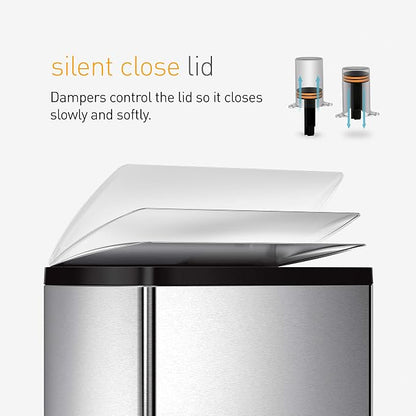 simplehuman Rectangular Dual Compartment Recycling Kitchen Step Trash Can - Image 6