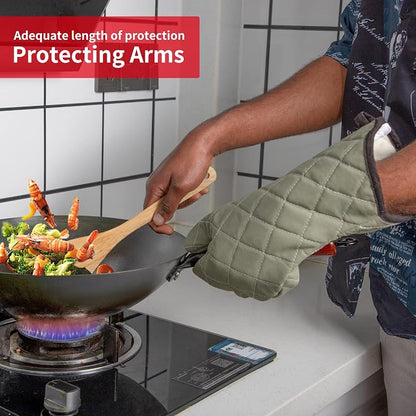 ARCLIBER Oven Mitts Heat Fire Resistant Oven Mitts 425 ° F, Quilted Terry Cloth - Image 3