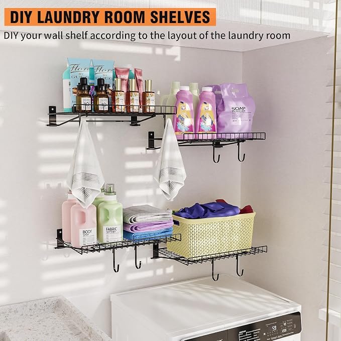 4 Pack Foldable Wall Shelf, Wall Mounted Garage Storage Shelves, Heavy Duty - Image 7