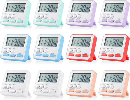Weewooday 12 Pcs Digital Kitchen Magnetic Timer Bulk Classroom Count up by Weewooday