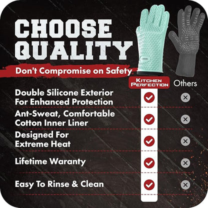 KITCHEN PERFECTION XL Silicone Smoker Oven Gloves-Extreme Heat Resistant BBQ - Image 9