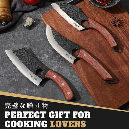 Huusk Butcher Knife Set of 3- Japanese Knife Set - Image 2