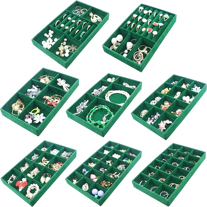 Jewelry Trays Organizer Set of 8 Stackable Jewellry Organizer Trays for Drawers Jewelryy Display Necklace Earring Bracelet