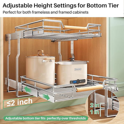 Pull out Cabinet Organizer, 2 Tiers 15"W X 21"D, Heavy Duty Smooth Sliding - Image 6
