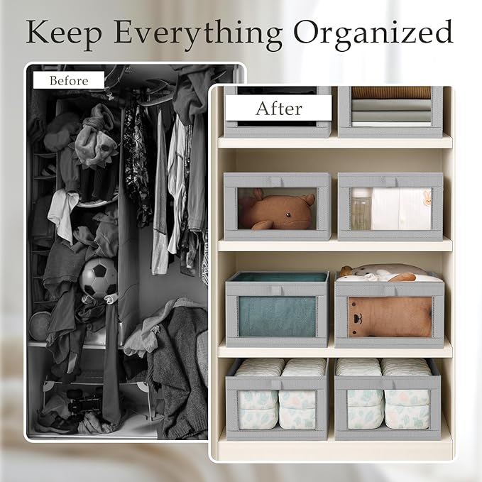 Criusia 8 Pack Linen Closet Organizers and Storage, Large Linen Closet Baskets - Image 2