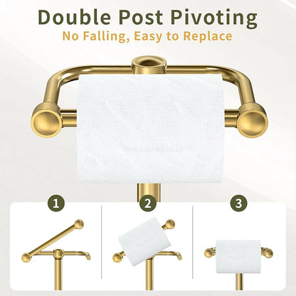 Toilet Paper Holder Stand, Modern Bathroom Free Standing Toilet Paper Roll - Image 3