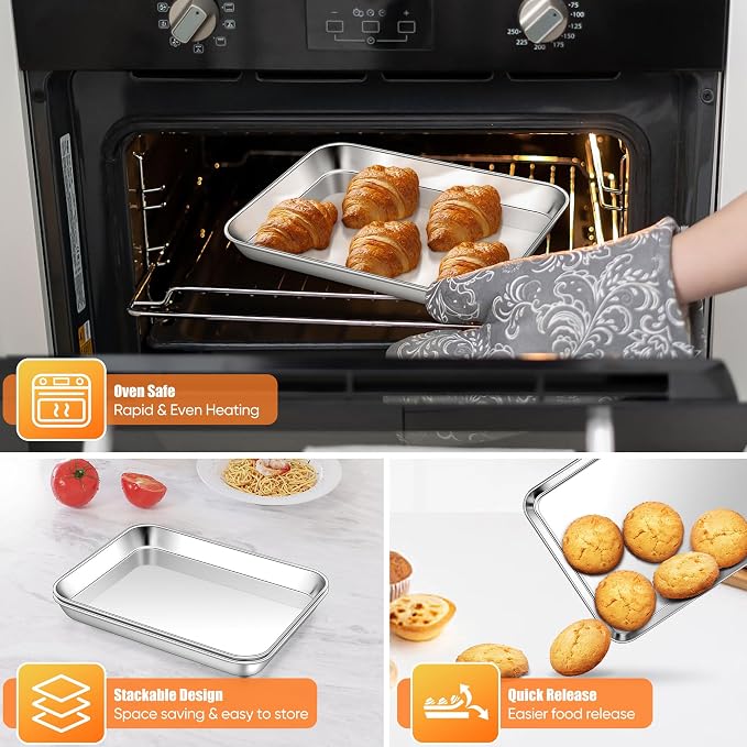 Homikit 2 Pack Baking Sheet, 10 x 8 Inch Stainless Steel Cookie Tray Set - Image 6