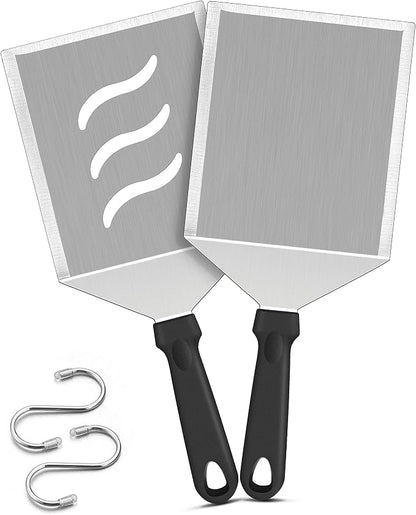 Metal Spatula Set of 2, HaSteeL Large 12x5In Stainless Steel Griddle Spatula by HaSteeL