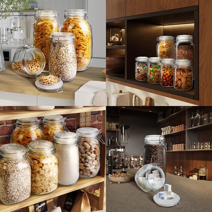 Multi Size - 5 Pack Square Glass Jars - Image 6