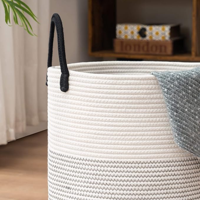 Woven Rope Laundry Hamper Basket by YOUDENOVA, Tall Luandry Basket, Baby - Image 4