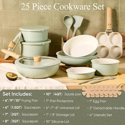 CAROTE 25pcs Pots and Pans Set Non Stick, Cookware Sets, Kitchen Set, - Image 2