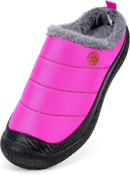 Womens Mens House Slippers Slip on Snow Winter Warm Fully Fur Lined Slippers - Image 2