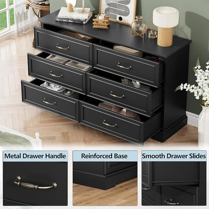 6 Drawer Dresser for Bedroom, Rustic Farmhouse Dresser - Image 5