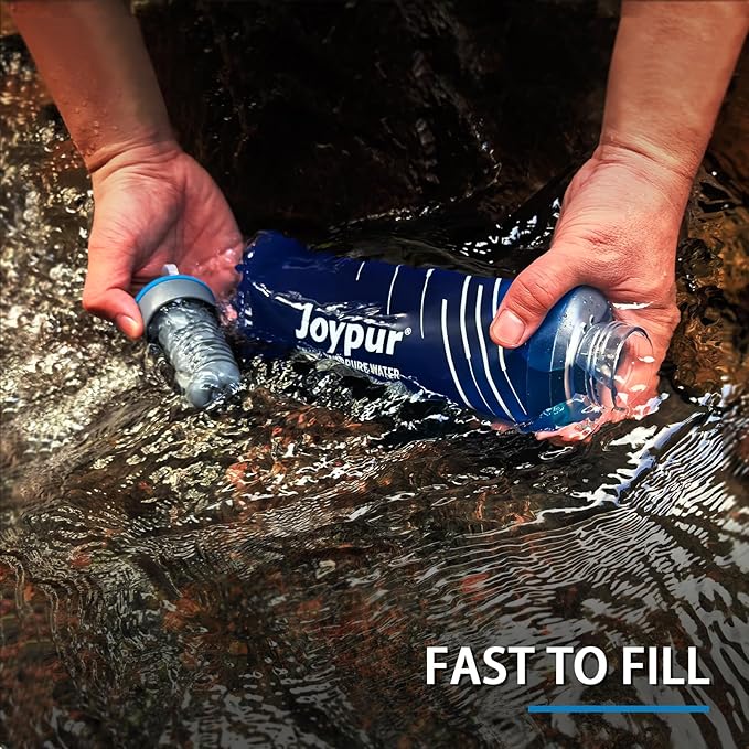 Collapsible Squeeze Water Filter Bottle - 1000ml with Filter with NSF/FDA Certification Befree or Peak Series replacement for Hiking,Running,Camping,Travel,Cycling,and Fishing; BPA-Free(Blue)