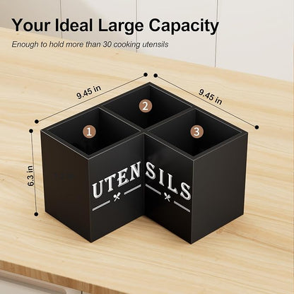 ZUJJAFY Utensil Holder for Kitchen Counter, Corner Kitchen Utensil Holder for - Image 2