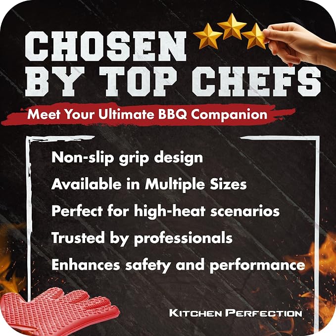 KITCHEN PERFECTION XL Silicone Smoker Oven Gloves-Extreme Heat Resistant BBQ - Image 6