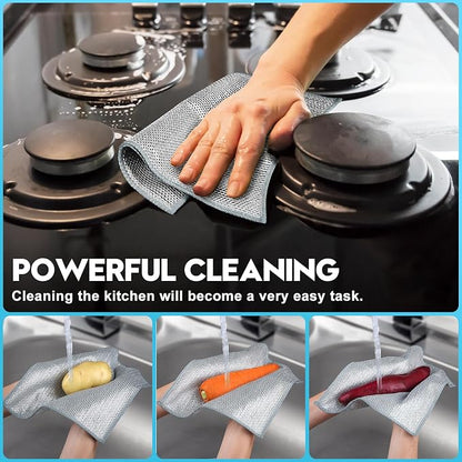 10 Pcs New Upgraded 3 Layers Non Scratch Wire Dishcloth, Wet & Dry - Image 5