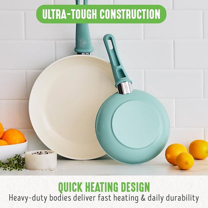 GreenLife Non Stick Fry Pan Set 7" & 10", Non-Toxic PFAS-Free Ceramic Skillet - Image 8