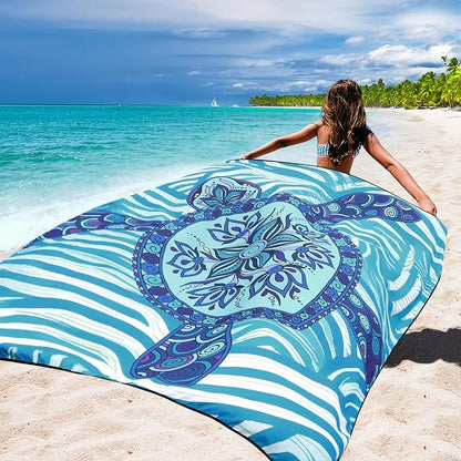 WIWIGO Beach Blanket Waterproof Sandproof Beach Mat 79" X 83"/10'x9'for 2-8 - Image 5