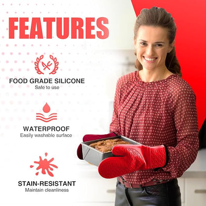 Silicone Oven Mitts, Heat Resistant 2PCS Oven Mitts - Image 4