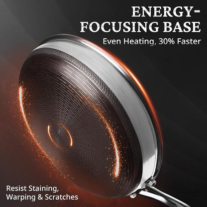 KOKHUB 12" Titanium Ceramic Nonstick Frying Pan, Non-Toxic Tri-Ply Stainless - Image 4