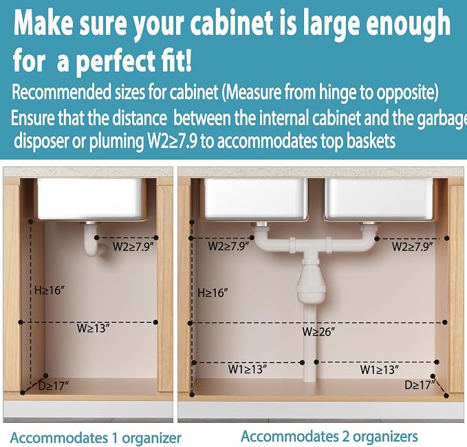 Liuoud Under Sink Organizer 2 Pack, 2 Tier Slide Out Large Capacity Height - Image 6