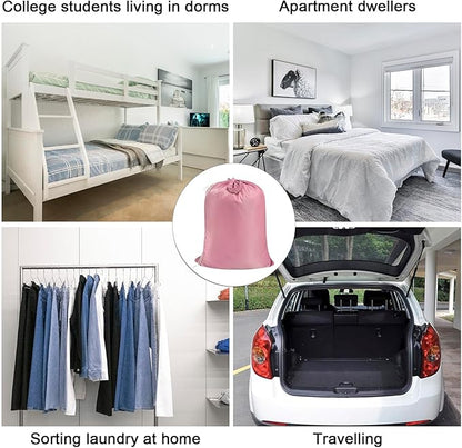 Polecasa Heavy Duty Large Laundry Bag with 130gsm Tear Resistant Fabric and Handles, Easy to Carry Durable Dirty Clothes Drawstring Bag, Perfect for College Dorm, Travel - 28”x36”, Pink