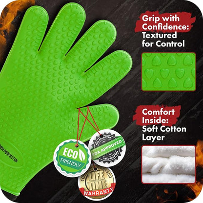 KITCHEN PERFECTION S Silicone Smoker Oven Gloves -Extreme Heat Resistant BBQ - Image 4