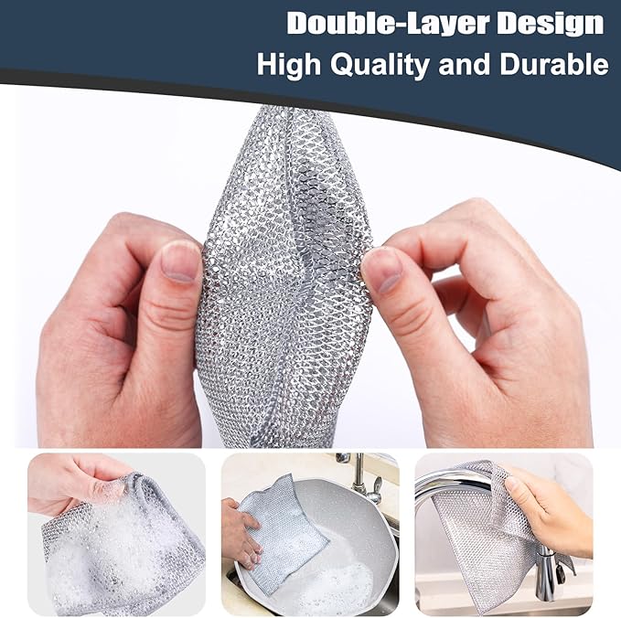 Navona 30 Pcs New Upgrade Steel Wire Dishcloth, Double-Layer Steel Wire - Image 3