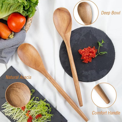 GinSent 2PCS Wooden Spoons for Cooking, 14INCH Wooden Spoons Cooking Comfort - Image 6
