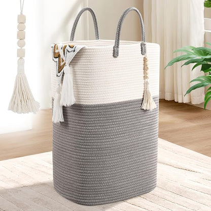 Woven Laundry Basket for Clothes, 65L Large Rectangle Laundry Hampers by WENMER