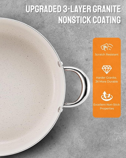BEZIA Large 8 Quart Nonstick Cooking Pot - Image 2