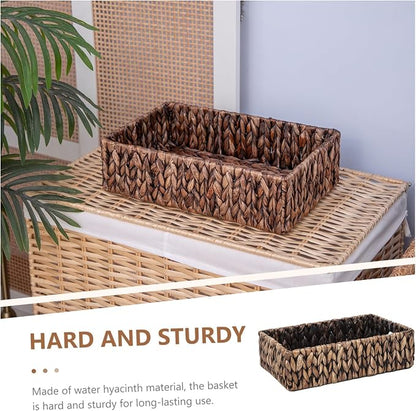 Handwoven Wicker Storage Baskets Set, Natural water hyacinth & Iron Frame | - Image 8
