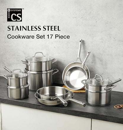 KOCH SYSTEME CS Stainless Steel Cookware Set 17 Piece, Professional 18/10 - Image 9