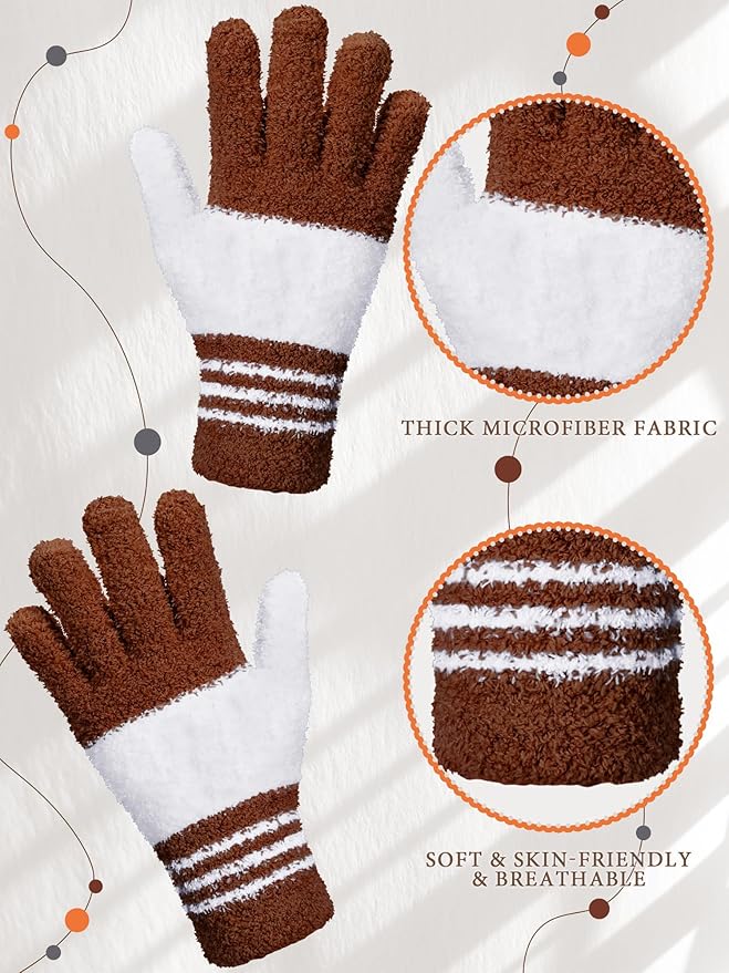 Patelai 3 Pairs Microfiber Plant Dusting Gloves Leaf Cleaning Gloves for Indoor Plants, Blinds, Furniture, House(Small,Gray, Orange, Brown)
