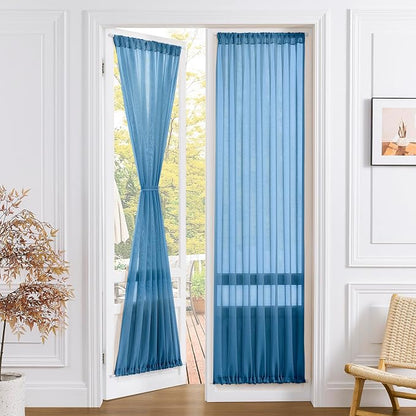Tollpiz Sheer Door Curtains Closet Linen Textured Curtains Sheer Doorway Light by Tollpiz