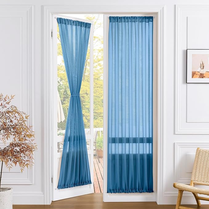 Tollpiz Sheer Door Curtain Closet Linen Textured Curtain Sheers Doorway Light by Tollpiz